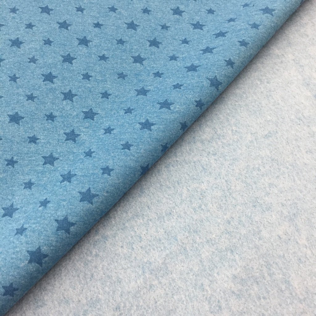 Tissu Sweat Camille Bleu turquoise Etoiles Bleues