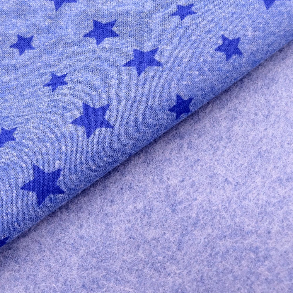Tissu Sweat Bleu Etoiles bleues foncé