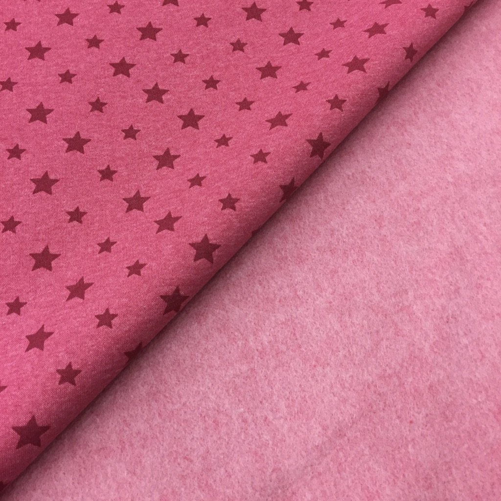 Tissu Sweat Camille Fushia Etoiles Roses