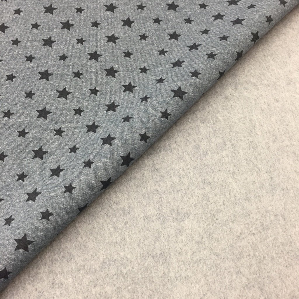 Tissu Sweat Camille Bleu chiné Etoiles Bleues