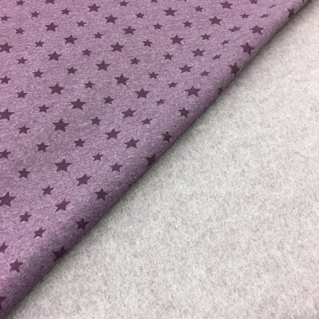 Tissu Sweat Camille Violet Etoiles Violette foncé
