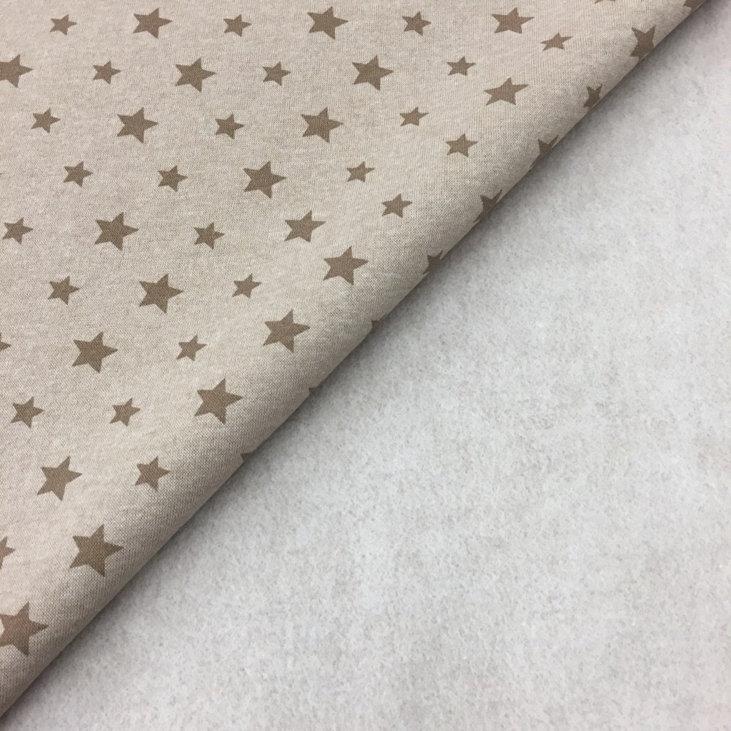 Tissu Sweat Camille Taupe Etoiles Marron clair