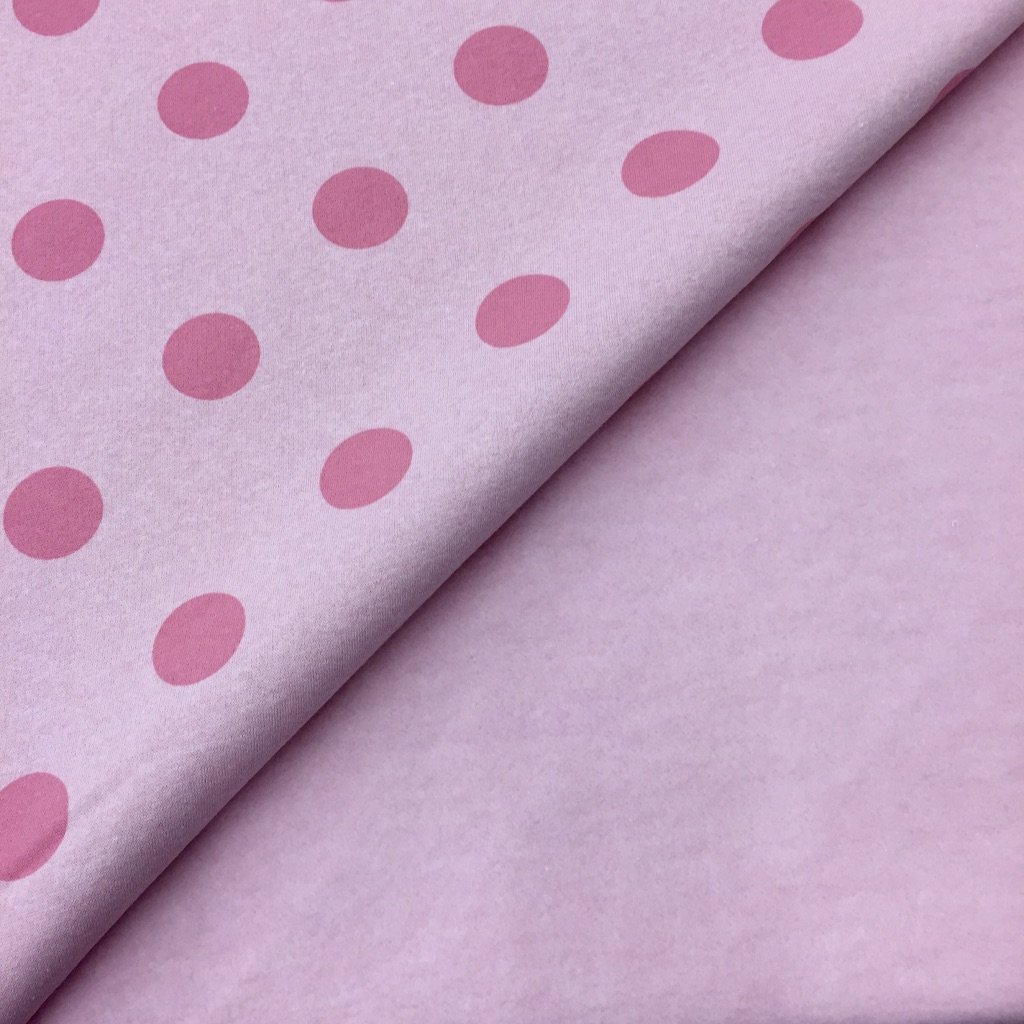 Tissu Sweat Camille Rose pâle Pois Roses