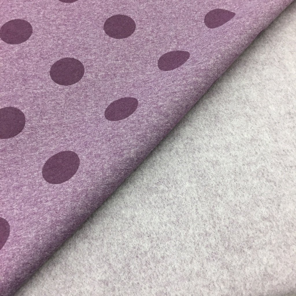 Tissu Sweat Camille Violet Pois Violet foncé