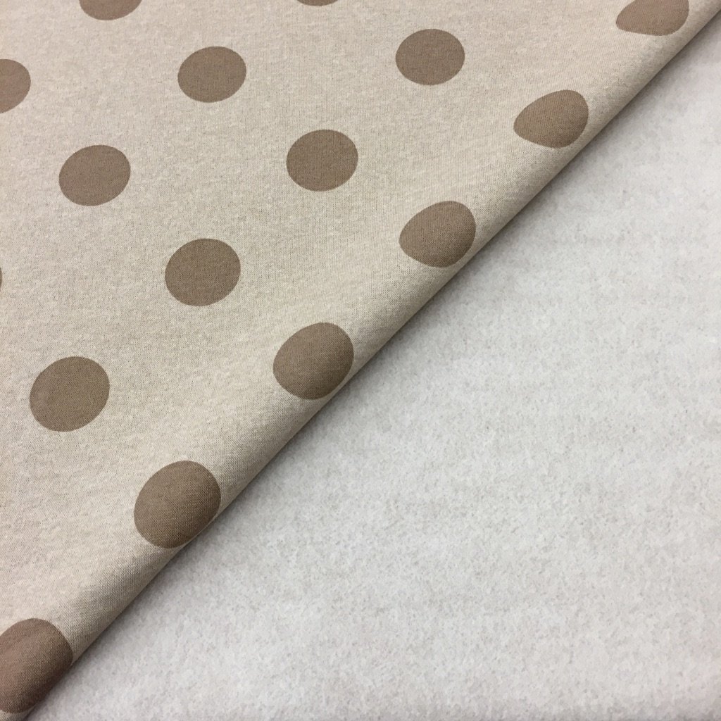 Tissu Sweat Camille Taupe Pois Marron