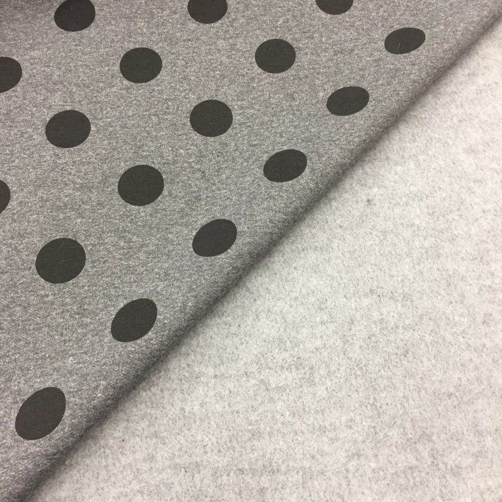 Tissu Sweat Camille Gris Pois Noirs