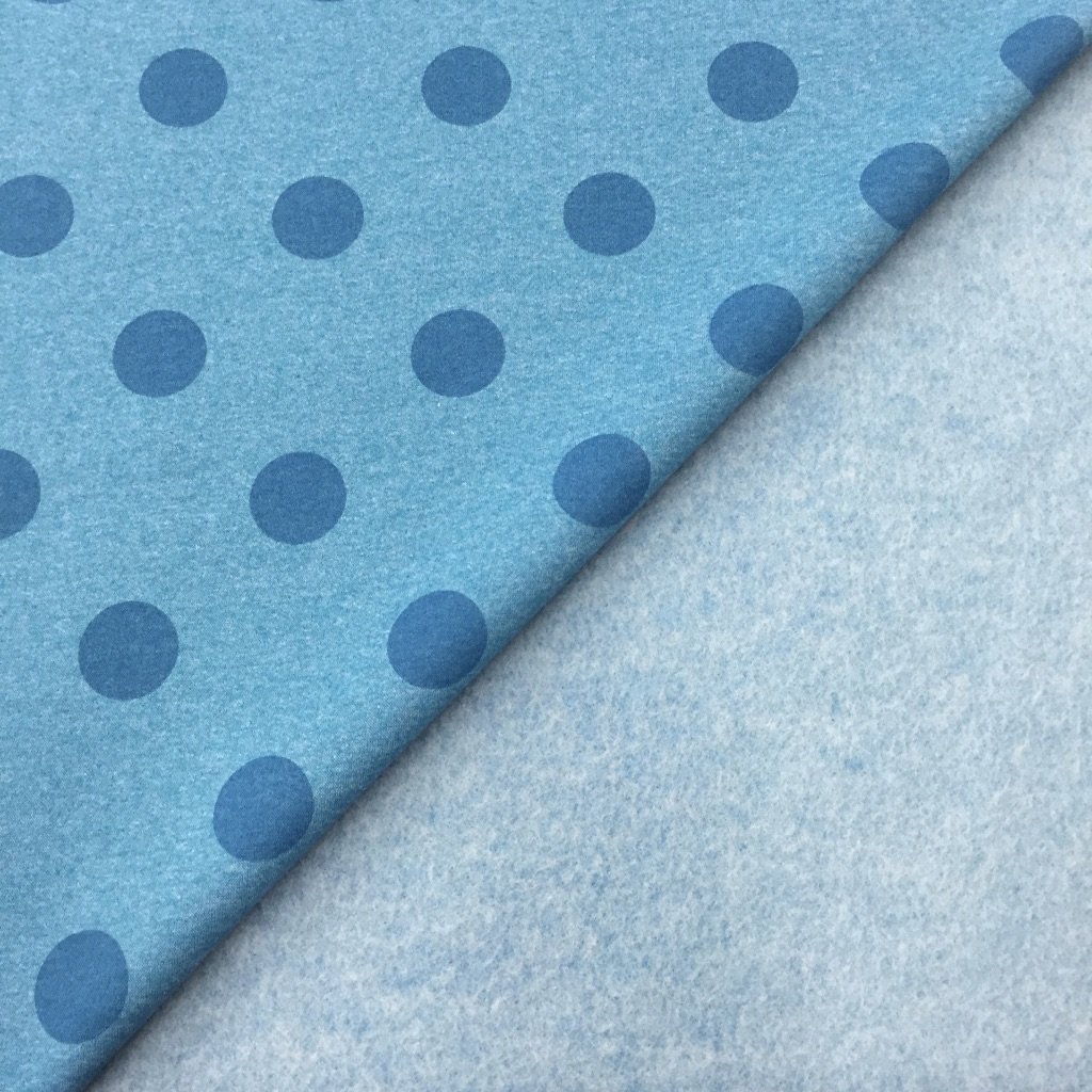 Tissu Sweat Camille Bleu vif Pois Bleu foncé