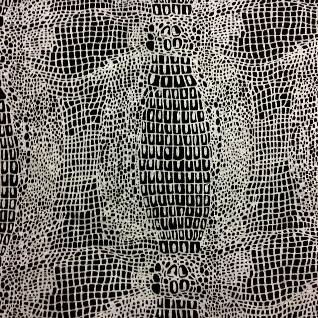 Tissu Jersey Milano Velours animal en relief Gris Motifs Crocodile Noir
