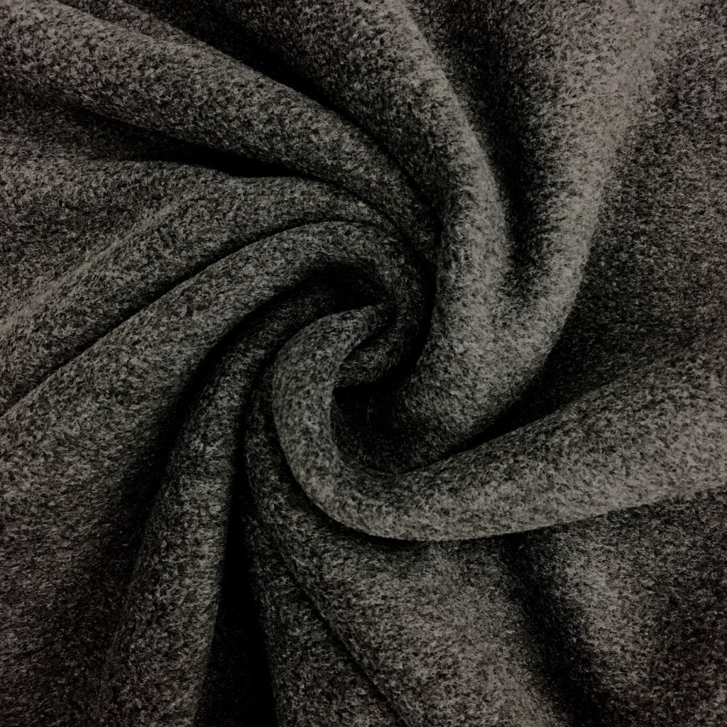 Tissu Polaire uni Gris anthracite chiné