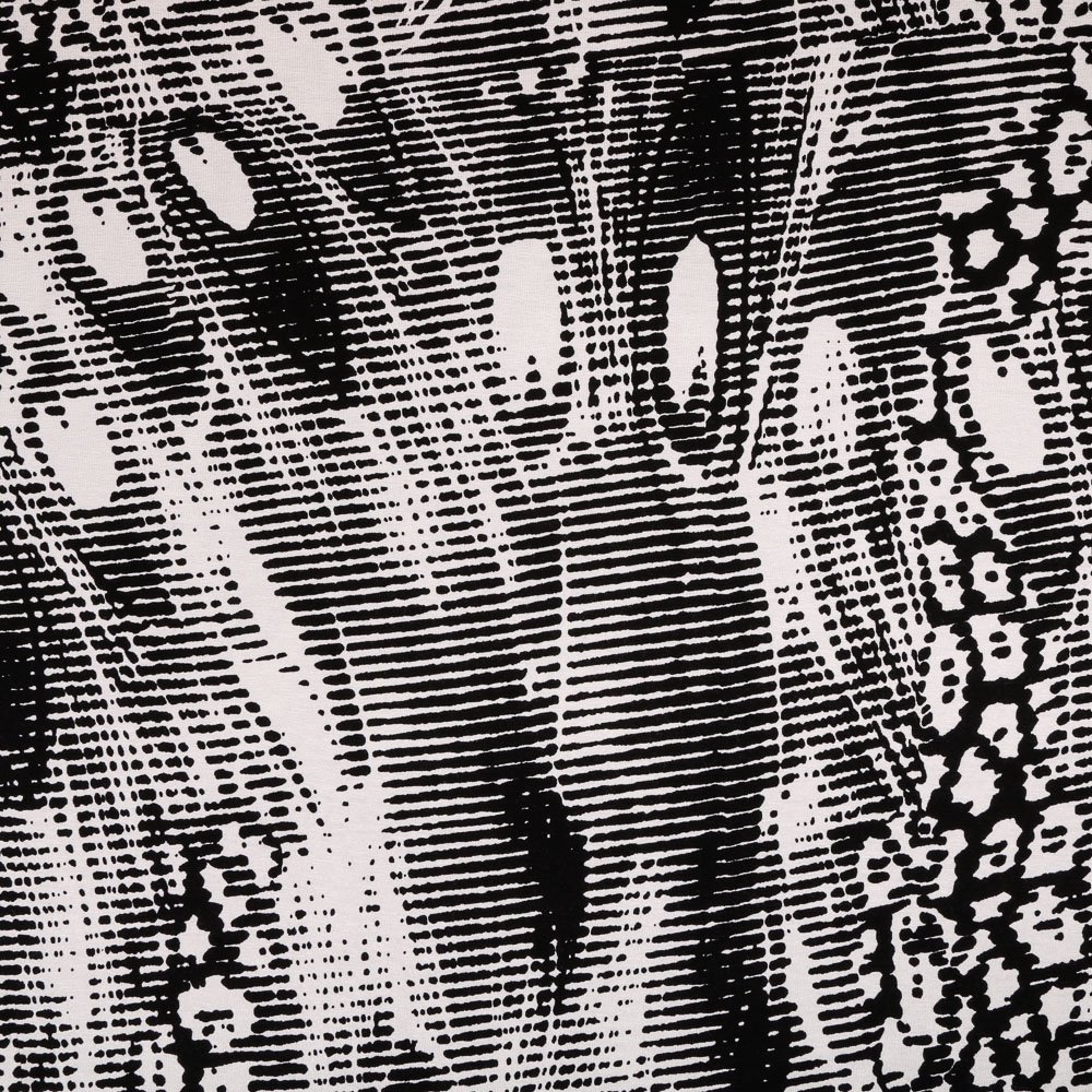 Tissu Jersey Viscose Noir Formes géométriques Blanches