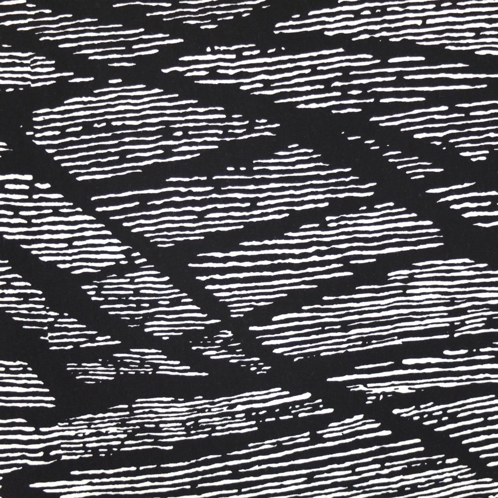 Tissu Jersey Viscose Noir Lignes blanches