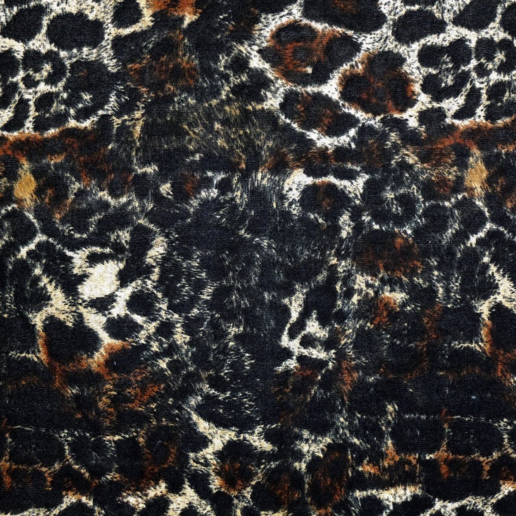 Tissu Maille pull Noir Motif animal marron