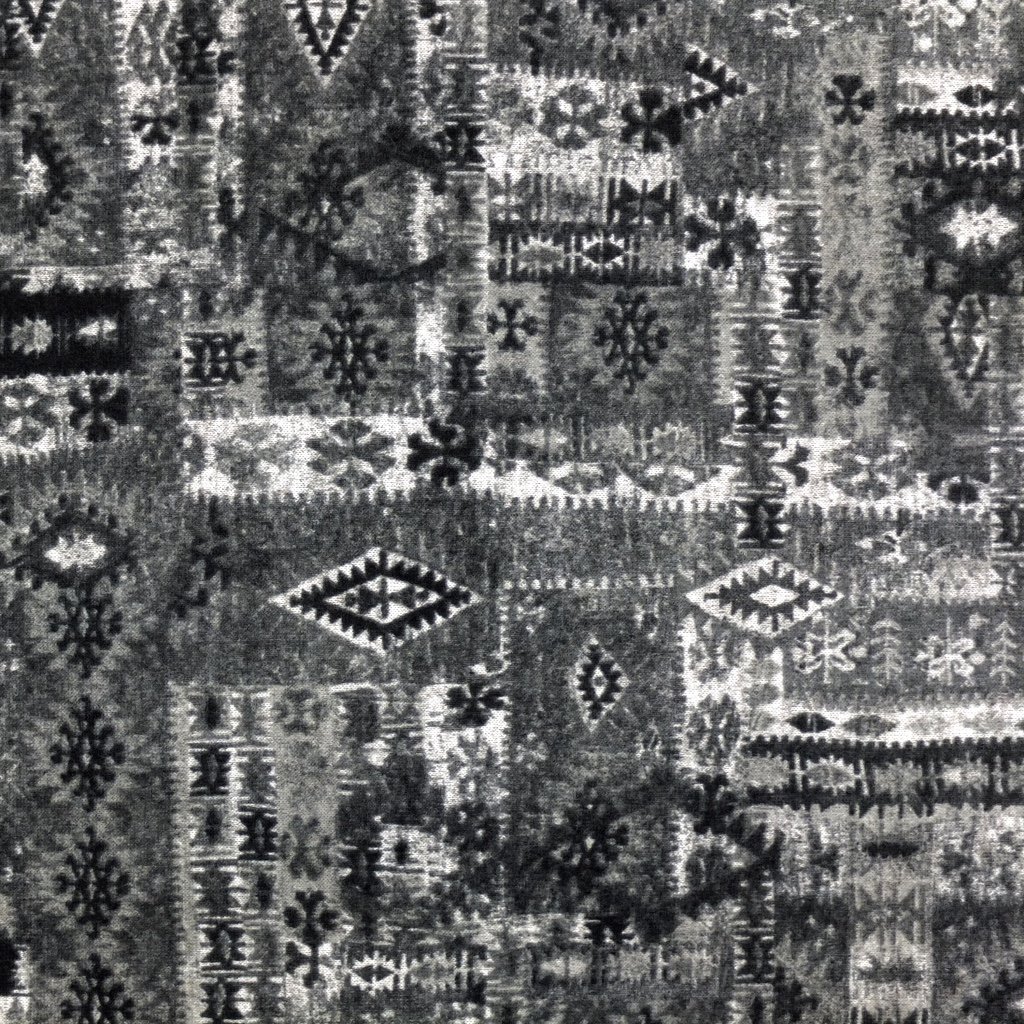 Tissu Maille pull Gris Motif Aztèque noir et blanc