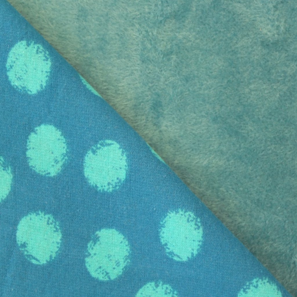 Tissu Sweat Envers Minky Circle Bleu canard Ronds turquoise