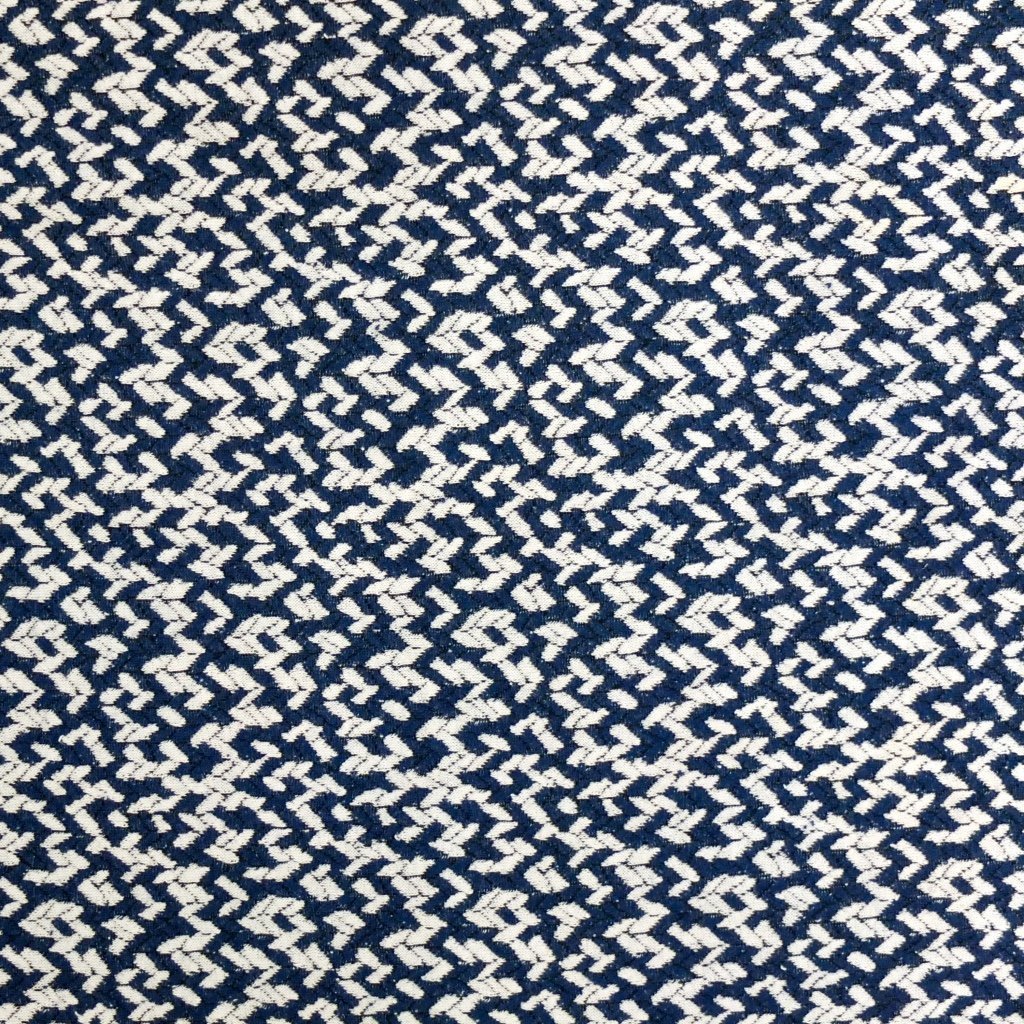 Tissu Maille pull Bleu marine Motifs géométriques blanc cassé