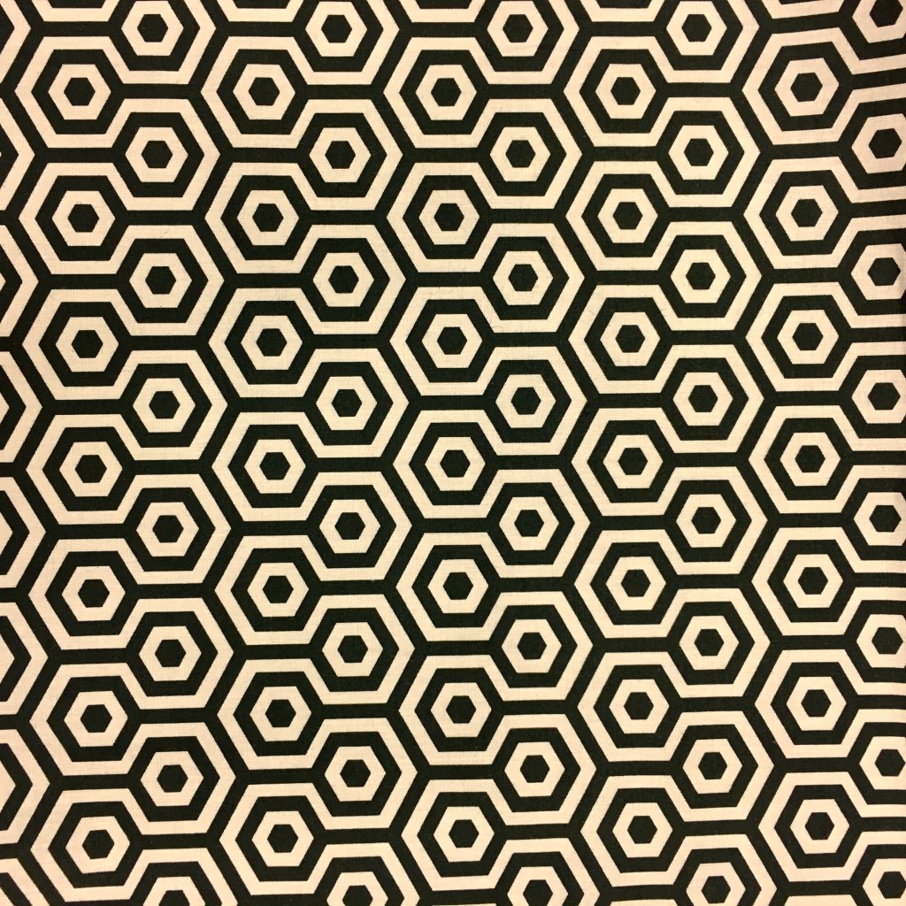 Tissu Coton Imprimé Arty Gris Motifs aztèques Noirs