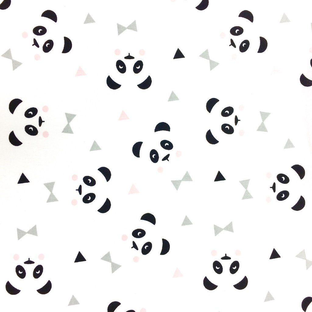 Tissu Coton Imprimé Arty Blanc Pandas Noirs