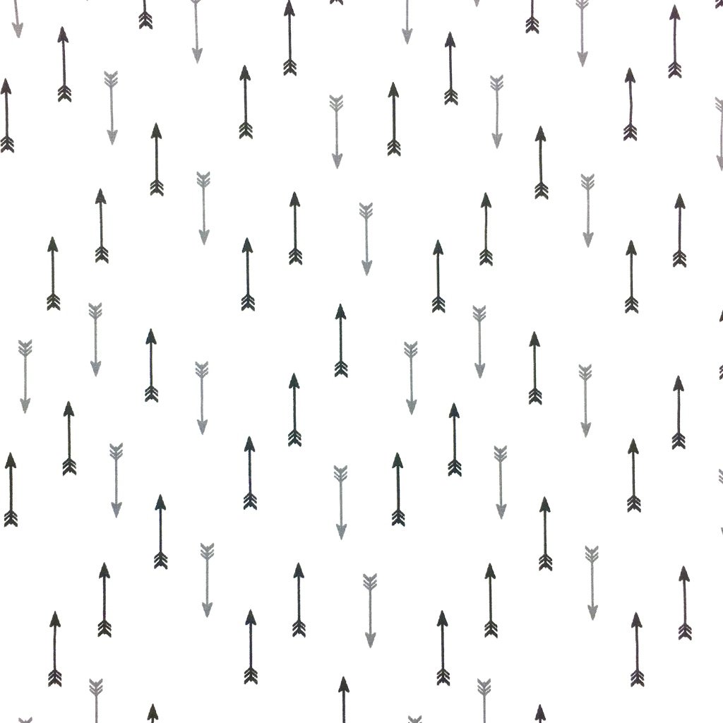 Tissu Coton Imprimé Arty Blanc Flèches Noires et grises