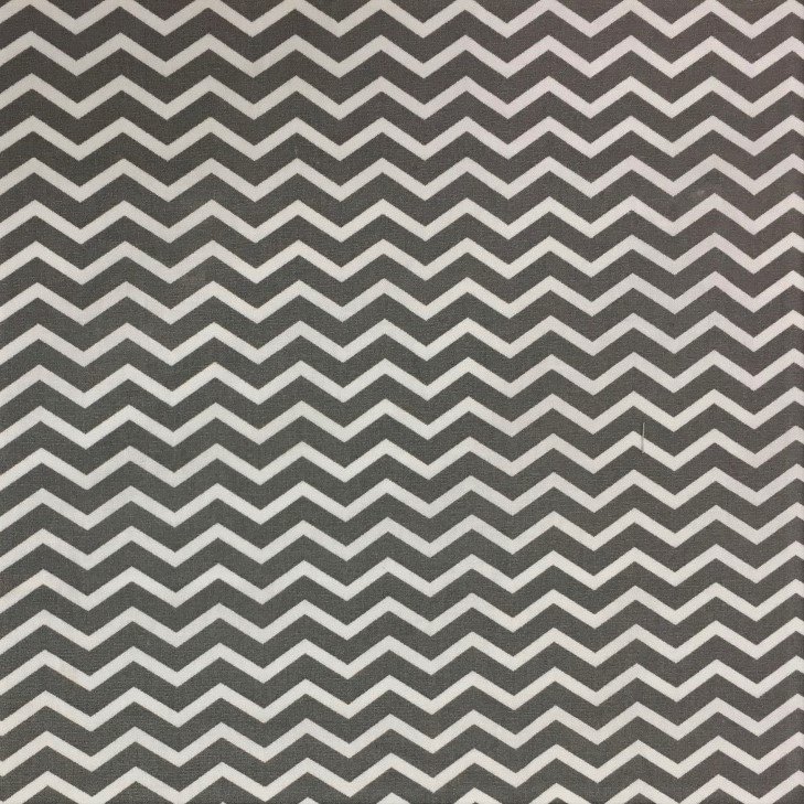 Tissu Coton Imprimé Arty Chevrons Gris anthracite