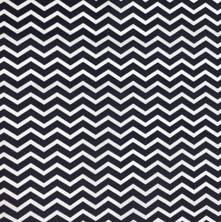 Tissu Coton Imprimé Arty Chevrons Bleu marine