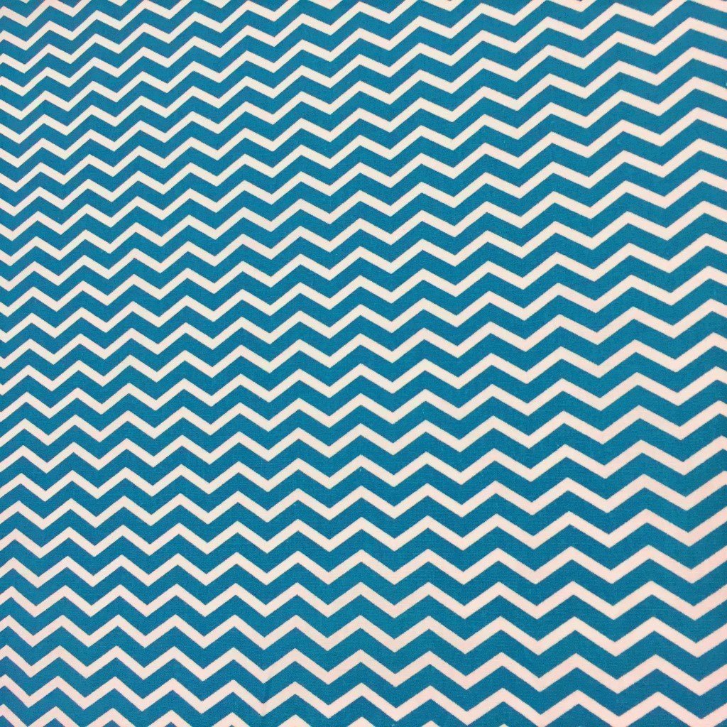 Tissu Coton Imprimé Arty Chevrons Bleu pétrole