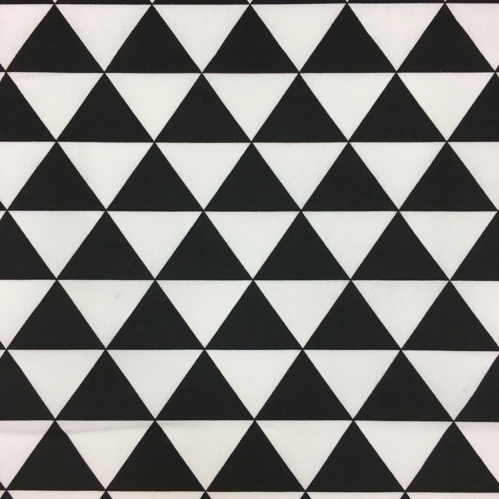 Tissu Coton Imprimé Arty Blanc Triangles Noirs
