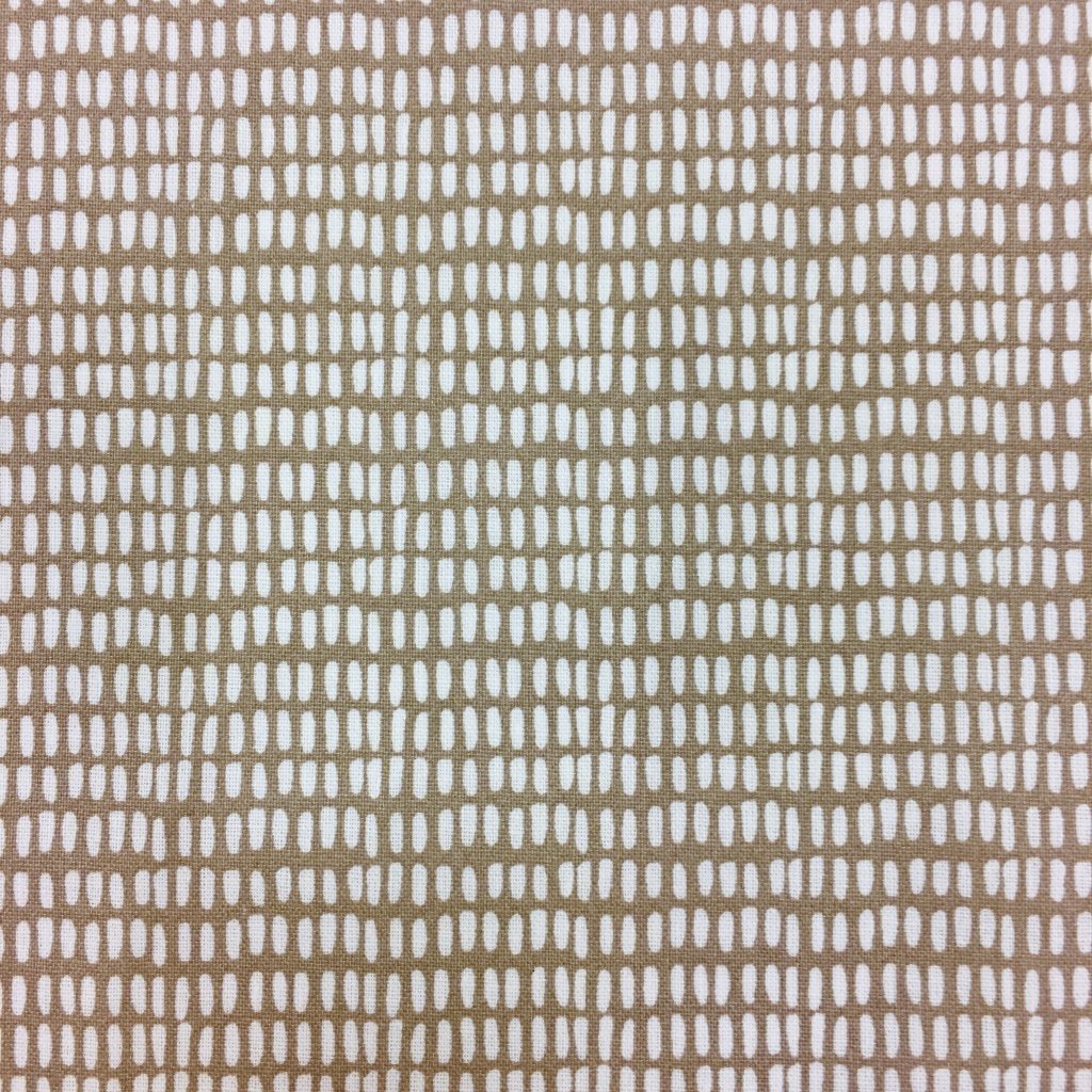 Tissu Coton Imprimé Arty Beige Motifs géométriques Blancs
