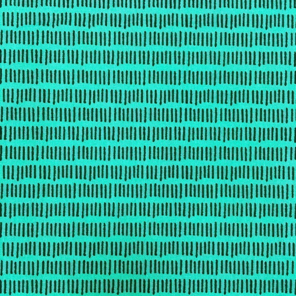 Tissu Coton Imprimé Arty Vert Motifs géométriques Noirs