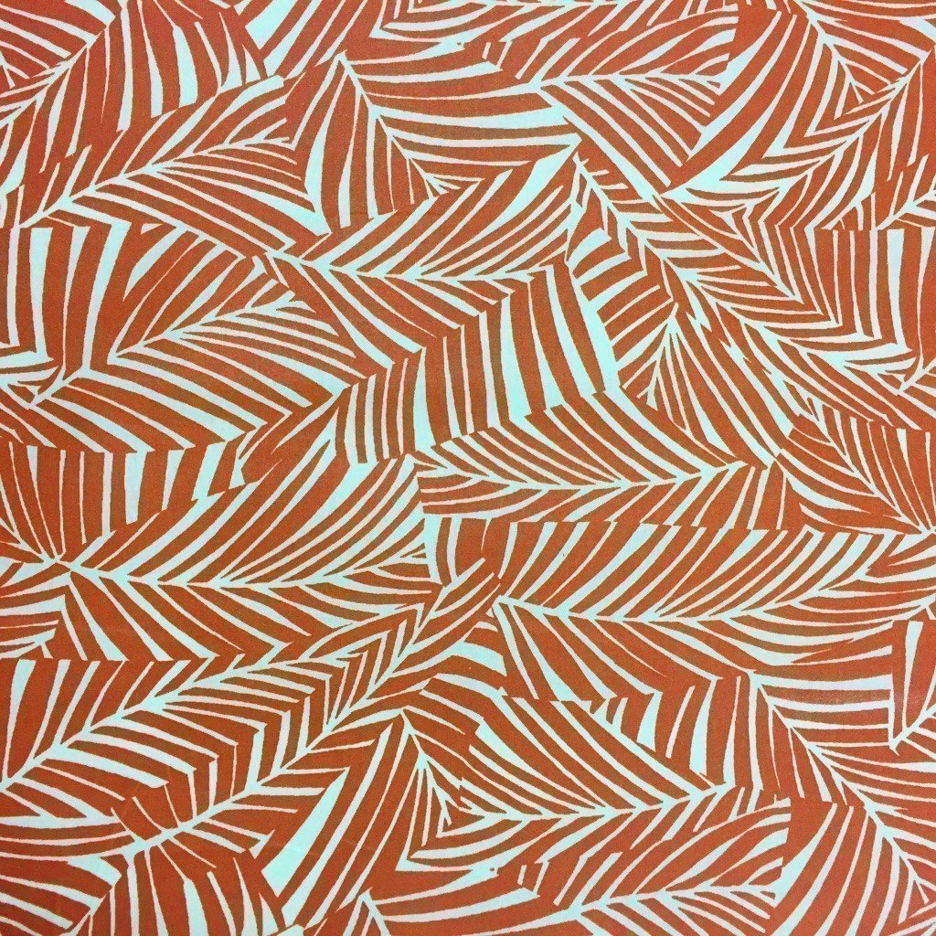 Tissu Coton enduit Blanc Motifs aztèques Cuivre