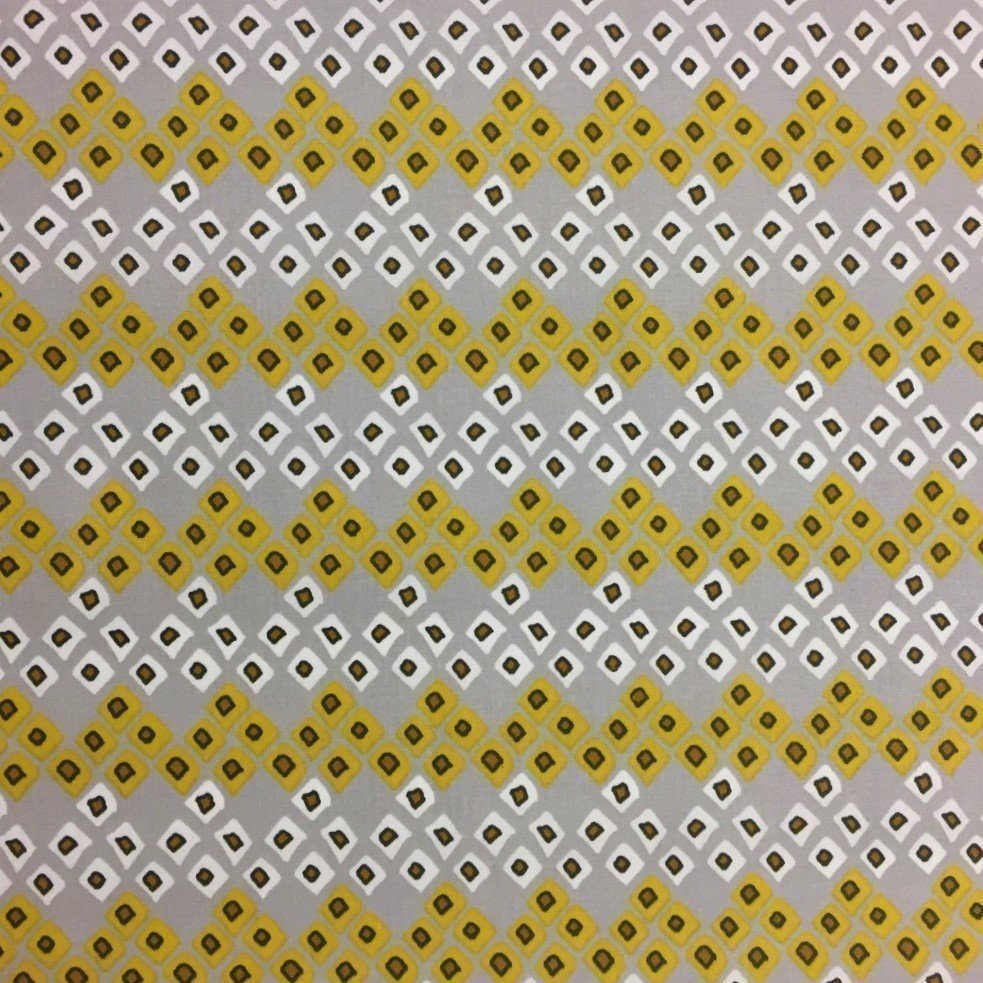 Tissu Coton enduit Jaune Motif dozali Jaune et blanc