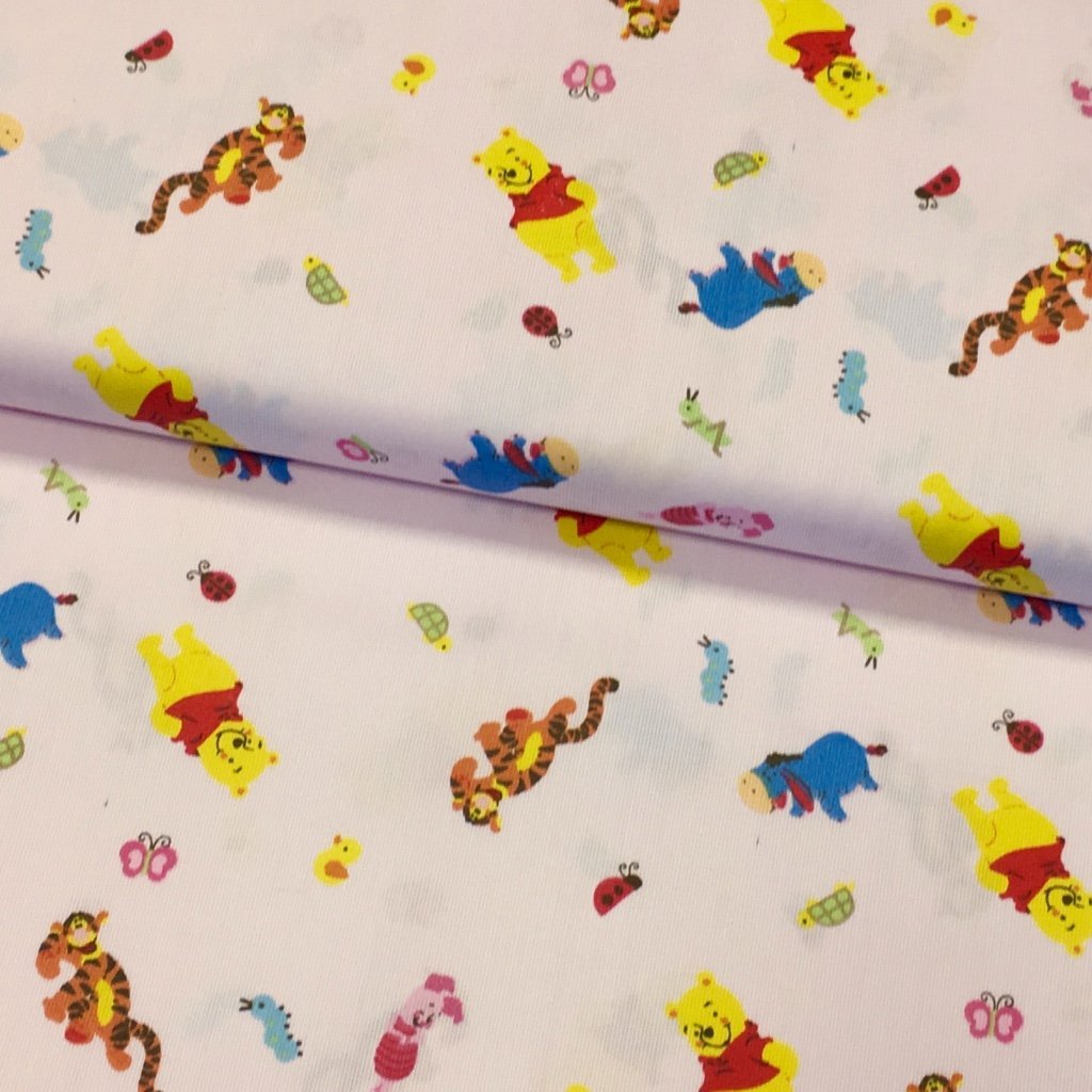 Tissu Piqué de coton Rose bébé Oursons Jaunes