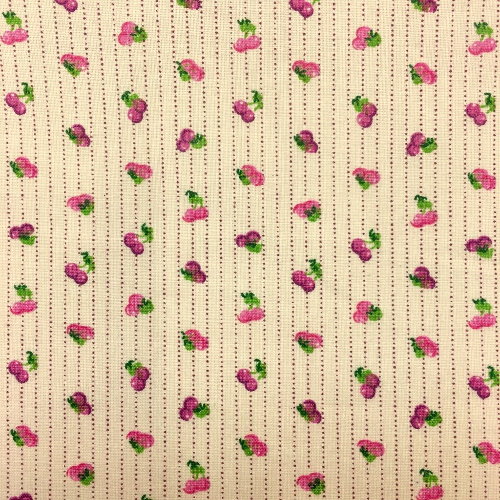 Tissu Coton imprimé Jaune pâle Cerises Rouges