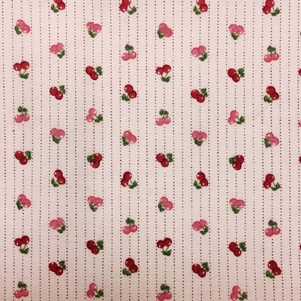 Tissu Coton imprimé Rose Cerises Roses