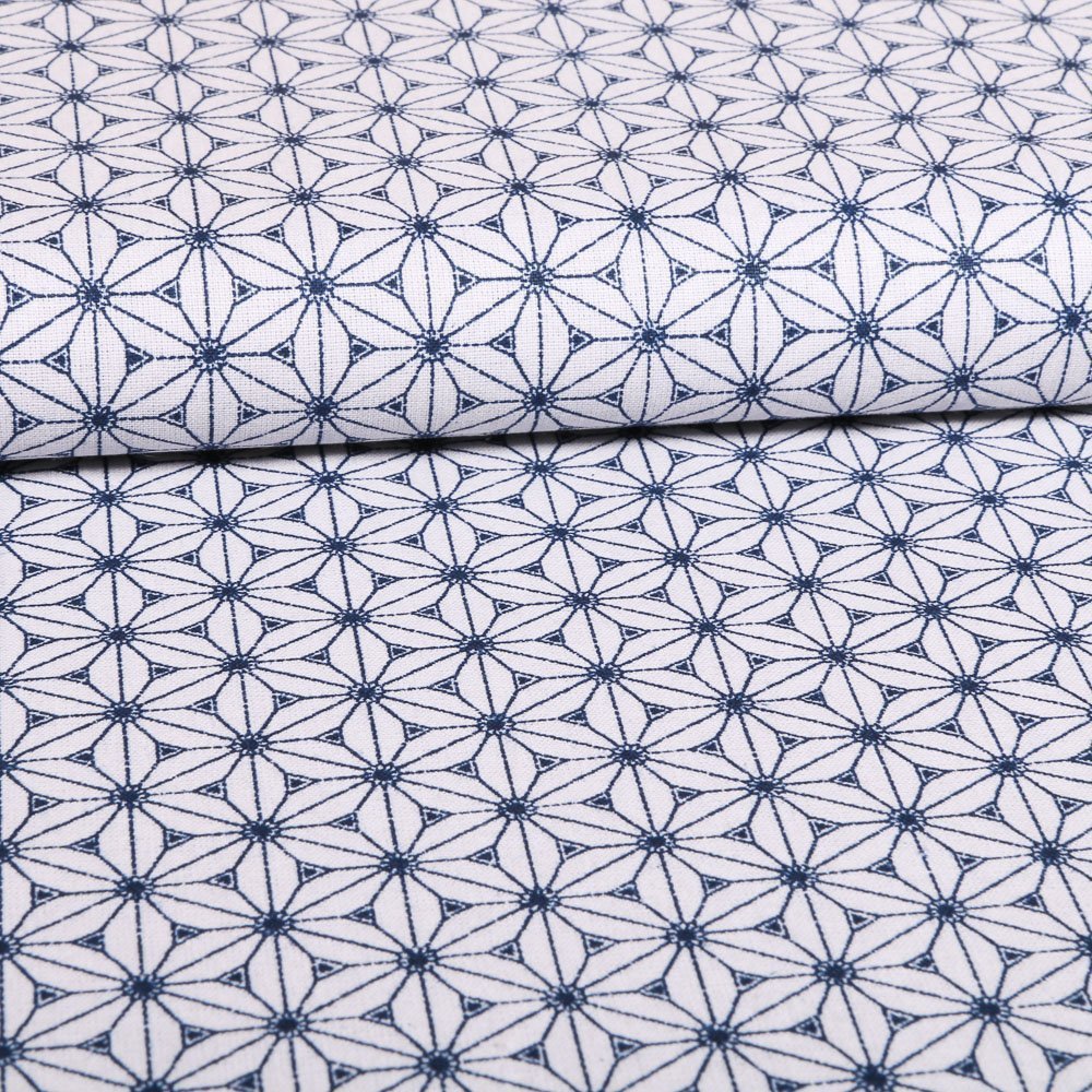 Tissu Coton Imprimé Arty Gris clair Formes liées Marine