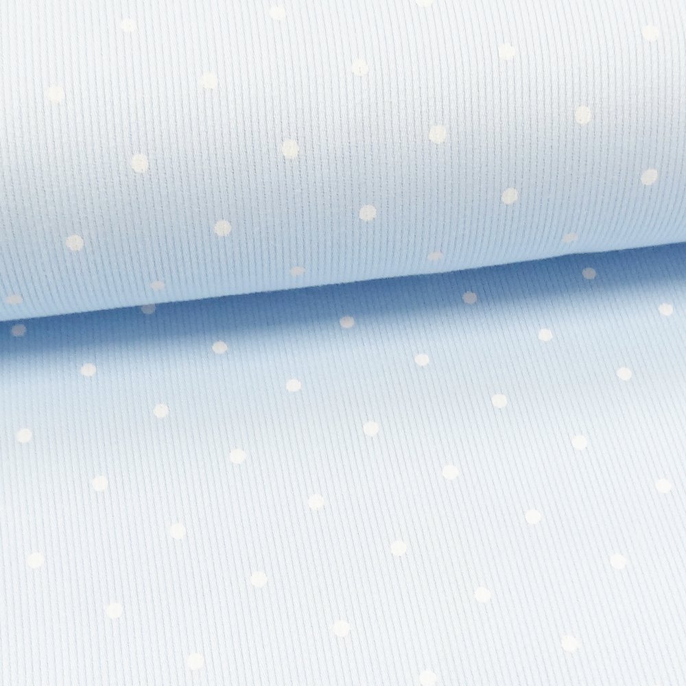Tissu Piqué de coton Bleu ciel Pois Blancs 3 mm