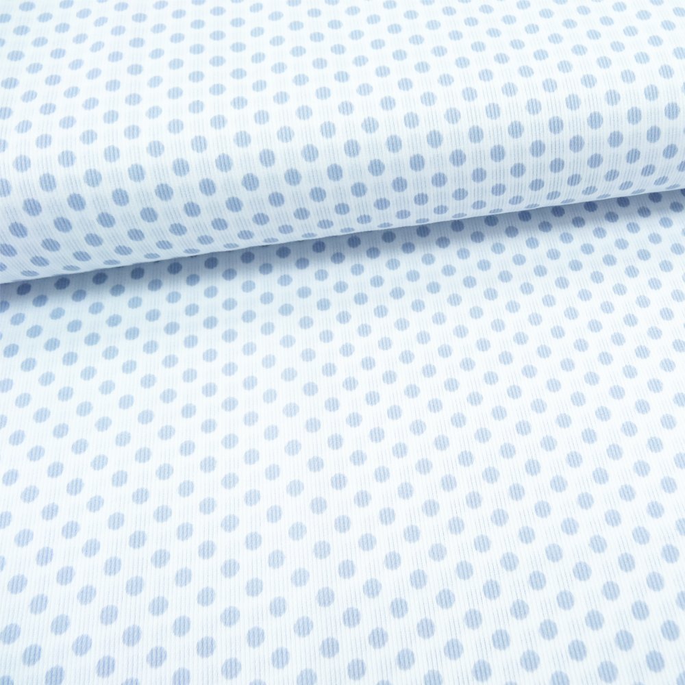 Tissu Piqué de coton Blanc Pois Gris clair 5 mm