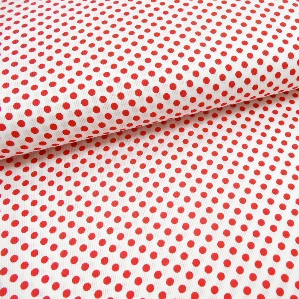 Tissu Piqué de coton Blanc Pois Rouge 5 mm