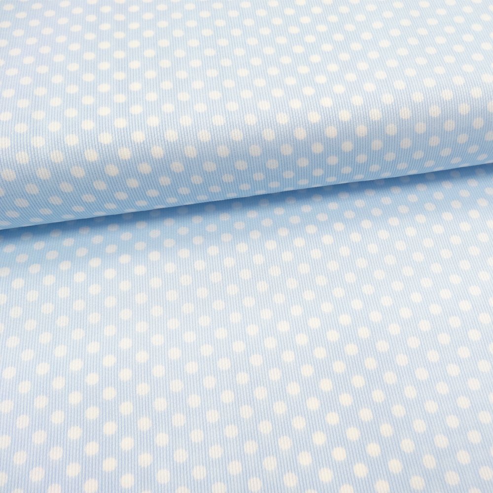 Tissu Piqué de coton Bleu ciel Pois Blancs 5 mm