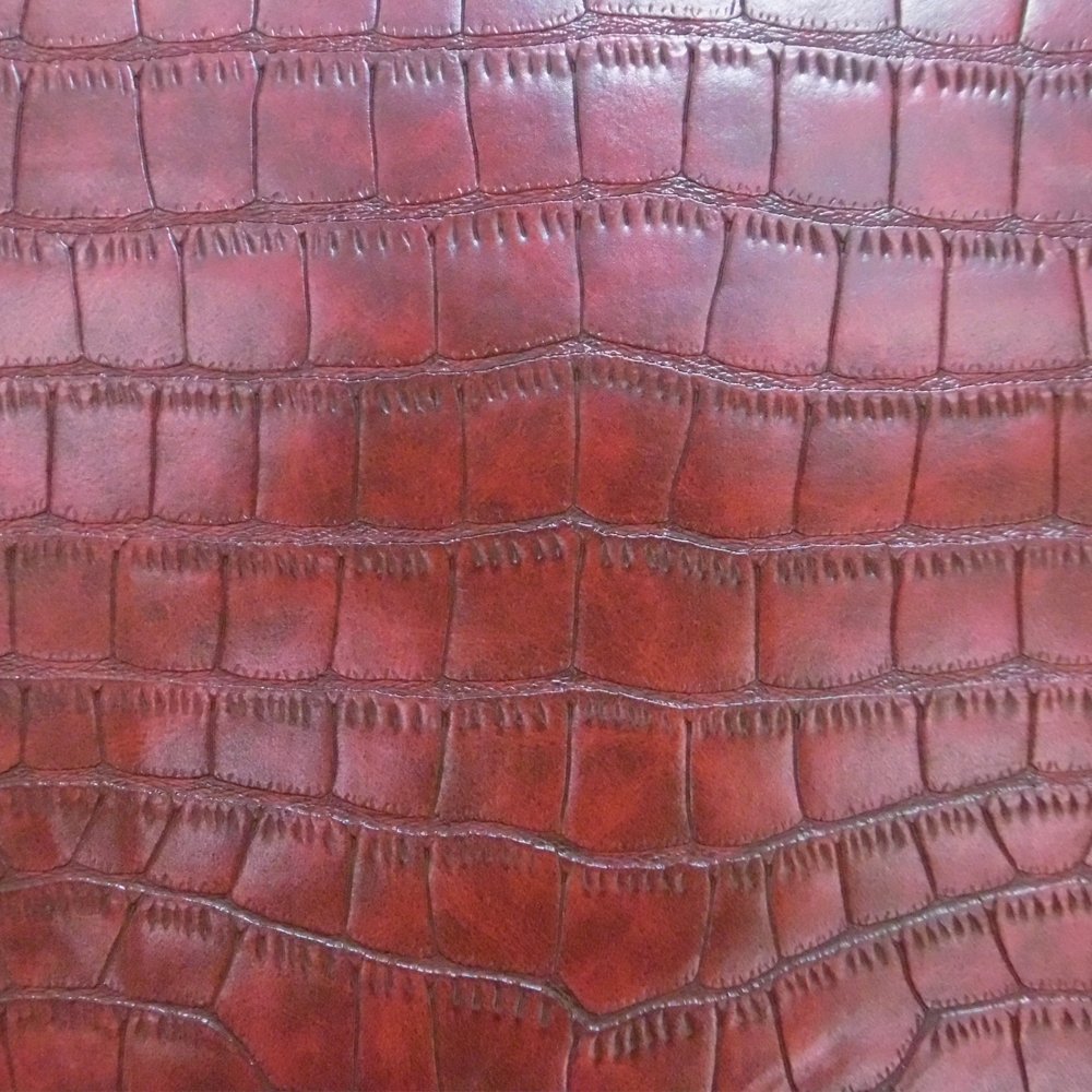 Tissu Simili cuir Crocodile Rouge