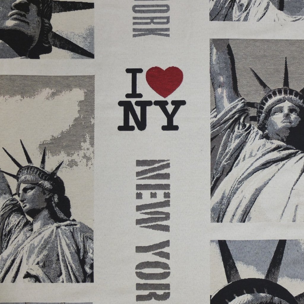 Tissu Jacquard I love New York Beige