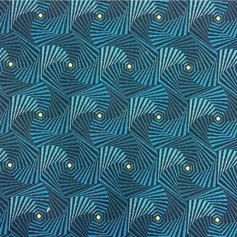 Tissu Jacquard Bleu canard Spiro Allover