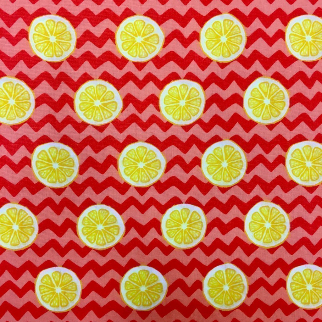 Tissu Coton imprimé Orange Citrons Jaunes