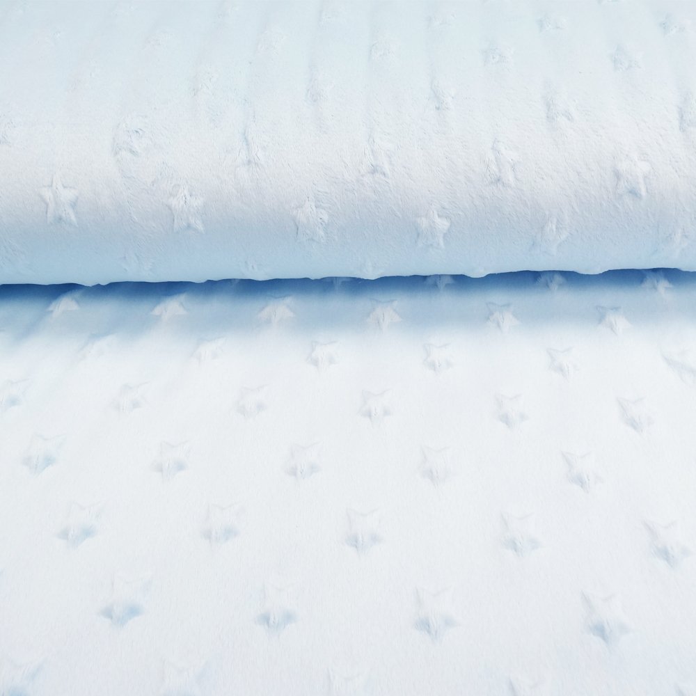 Tissu Minky Ultra doux Etoiles Bleu ciel