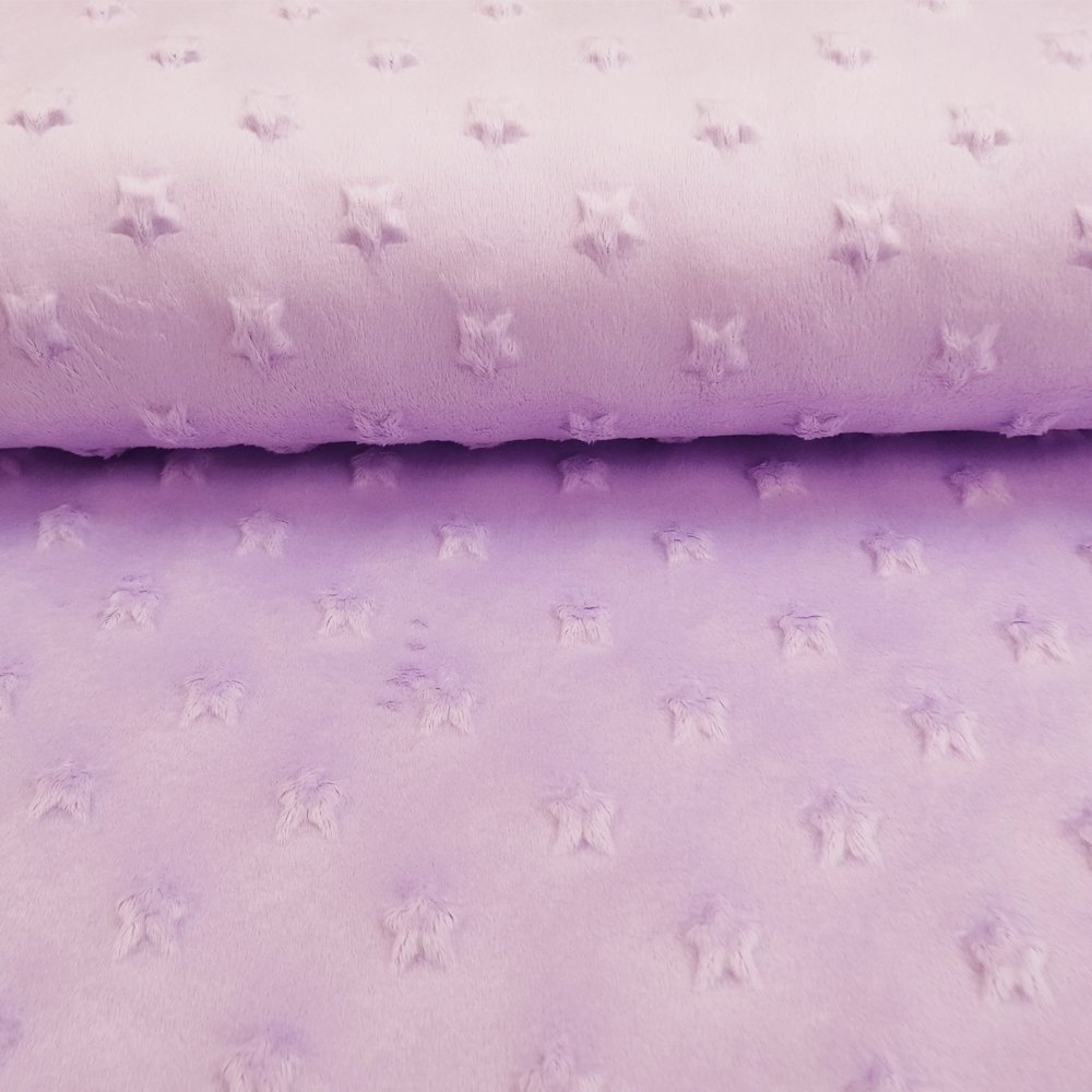Tissu Minky Ultra doux Etoiles Parme