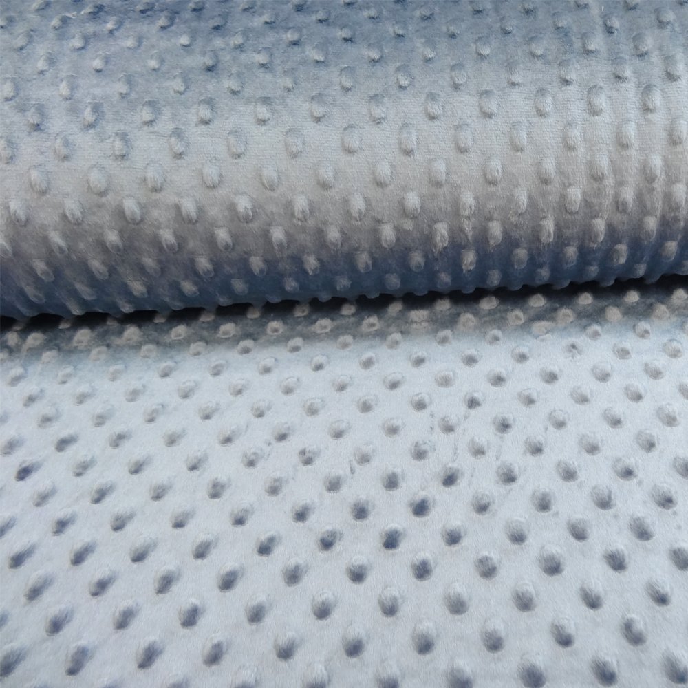 Tissu Minky Ultra doux Pois Bleu gris