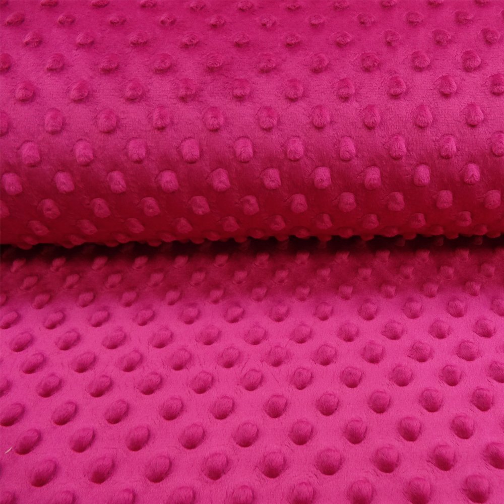 Tissu Minky Ultra doux Pois Magenta