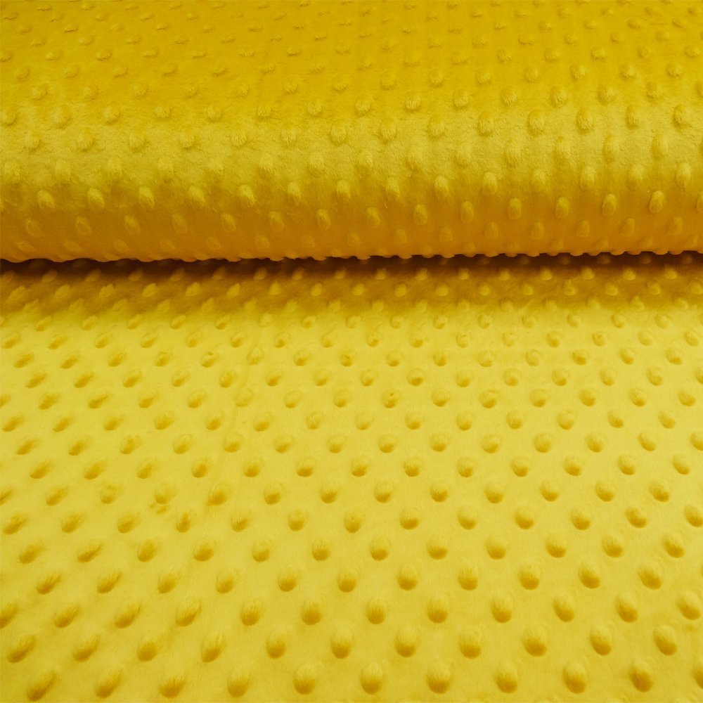 Tissu Minky Ultra doux Pois Moutarde