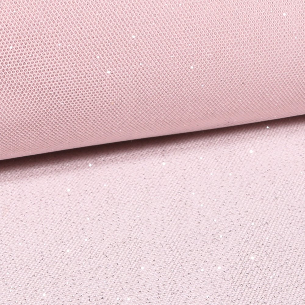 Tissu Tulle Pailettes Rose - Au mètre
