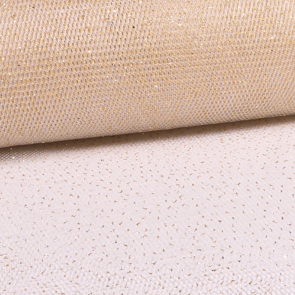 Tissu Tulle Strass Pailettes Ecru - Au mètre