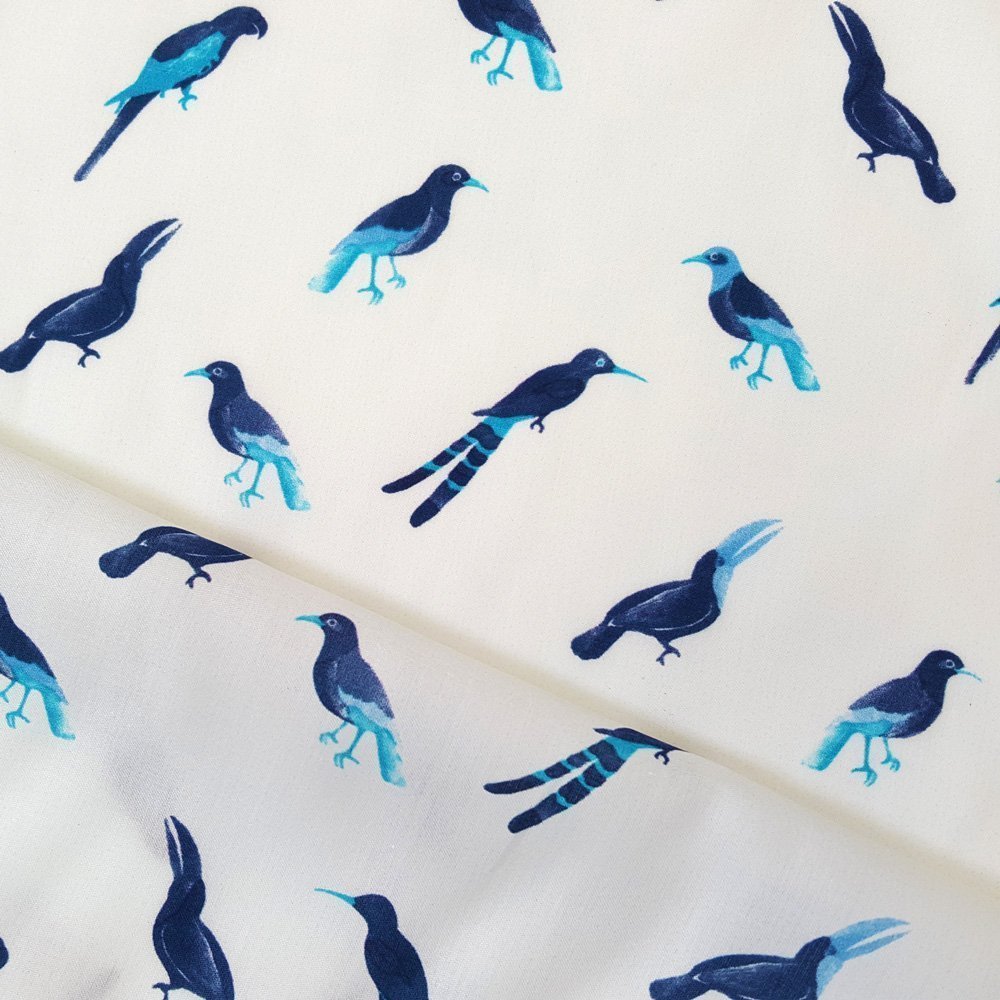 Tissu Coton Satin Oiseaux Craftine